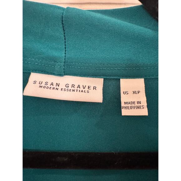 Susan Graver Teal Green Open Front Cardigan Wrap Top - Petite XL - Picture 4 of 4